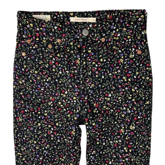 Levi’s Wedgie Straight Jeans Cropped Ultra High Waisted Floral Secret Garden 24 - Picture 3 of 8